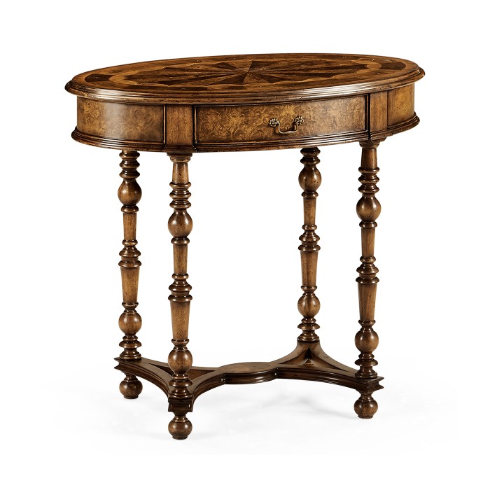 Oval marquetry side table