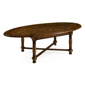Oval parquet coffee table