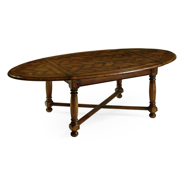 Oval parquet coffee table