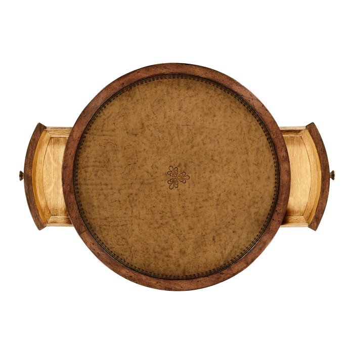 Leather inset round lamp table
