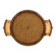 Leather inset round lamp table