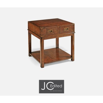 Campaign walnut end table