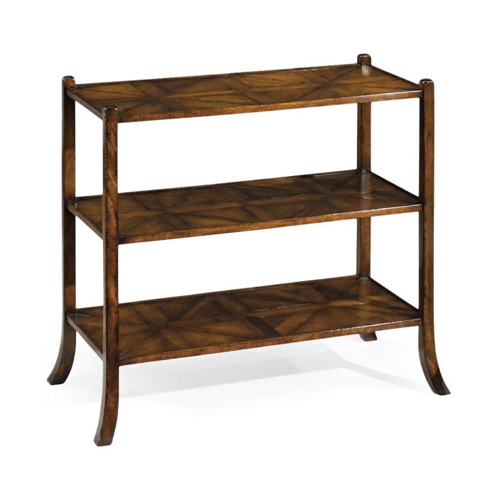 Wide Parquet Three-Tier Shelf