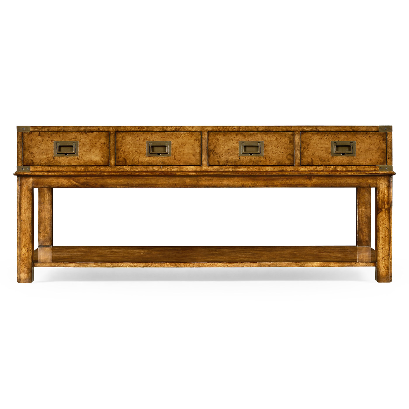 Rectangular campaign walnut coffee table