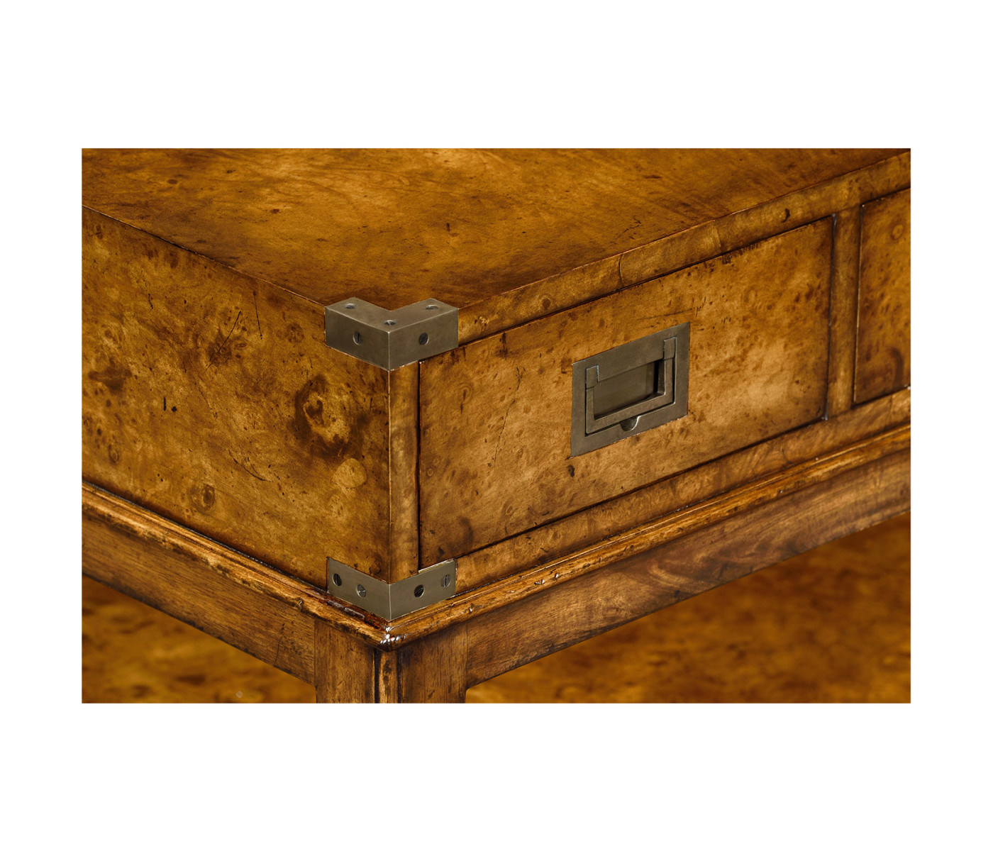 Rectangular campaign walnut coffee table