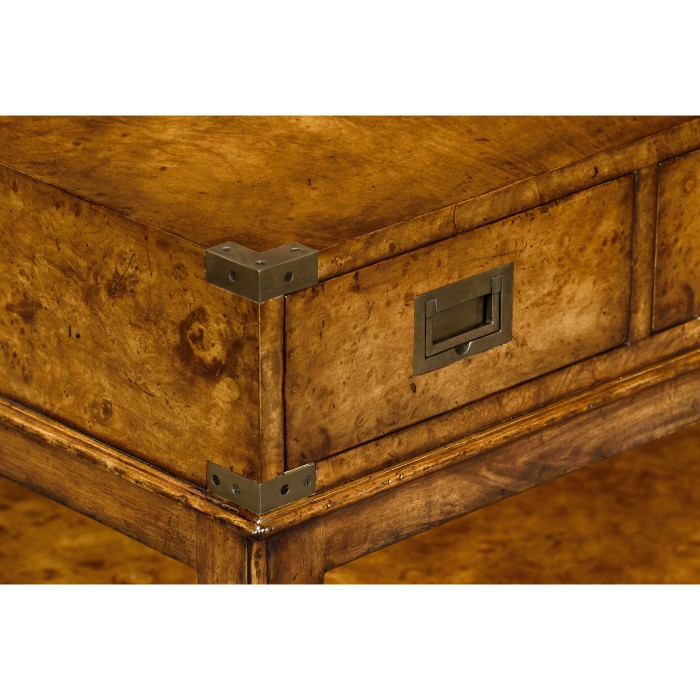 Rectangular campaign walnut coffee table