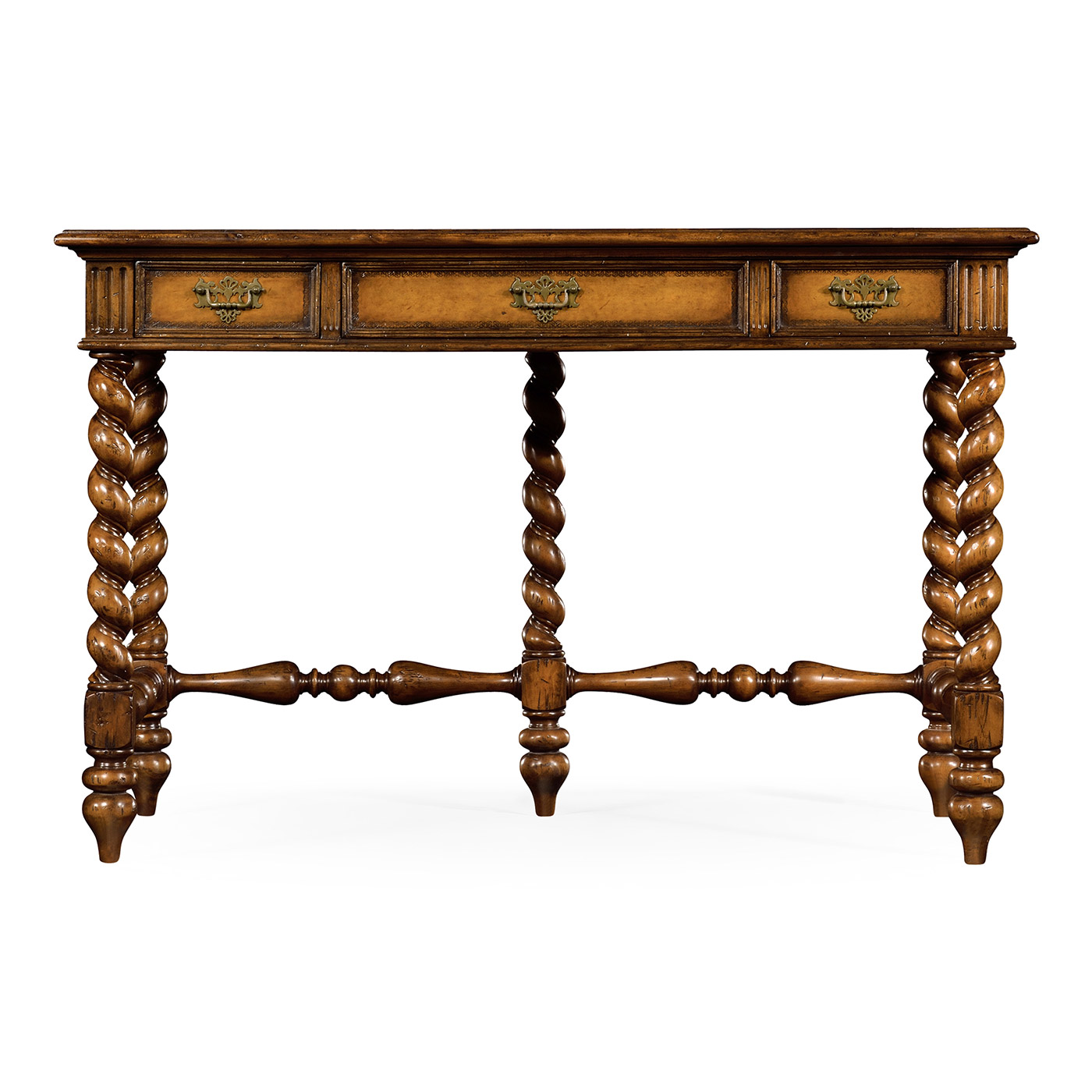 Leather & walnut turned desk