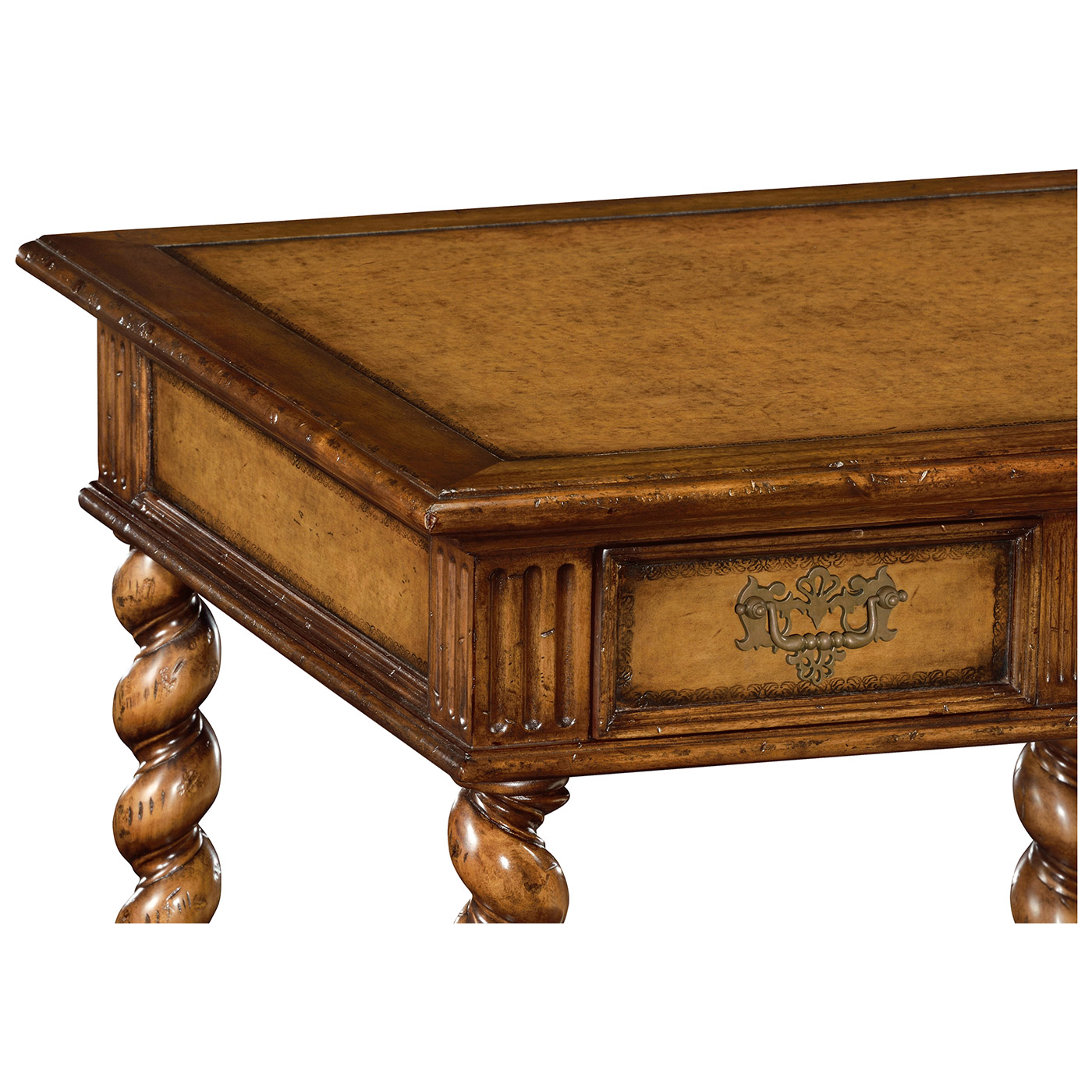 Leather & walnut turned desk