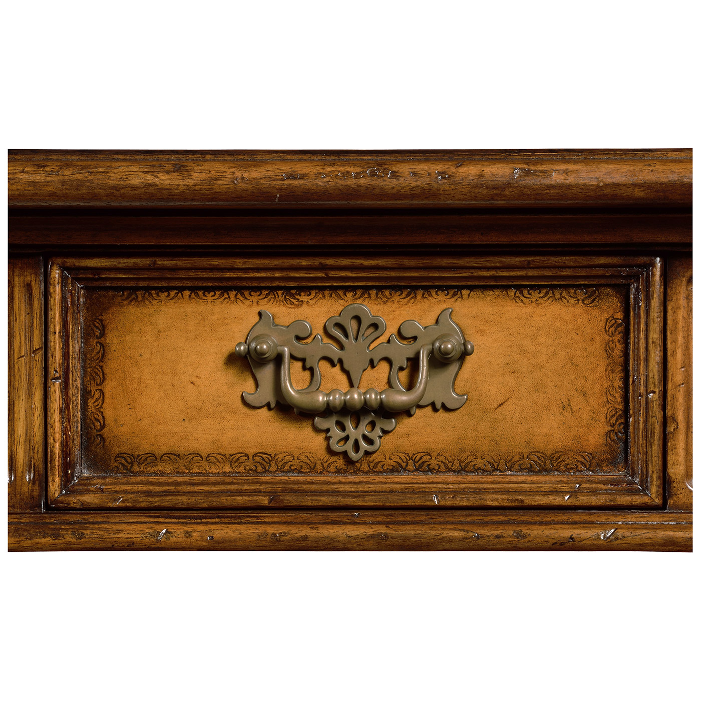 Leather & walnut turned desk