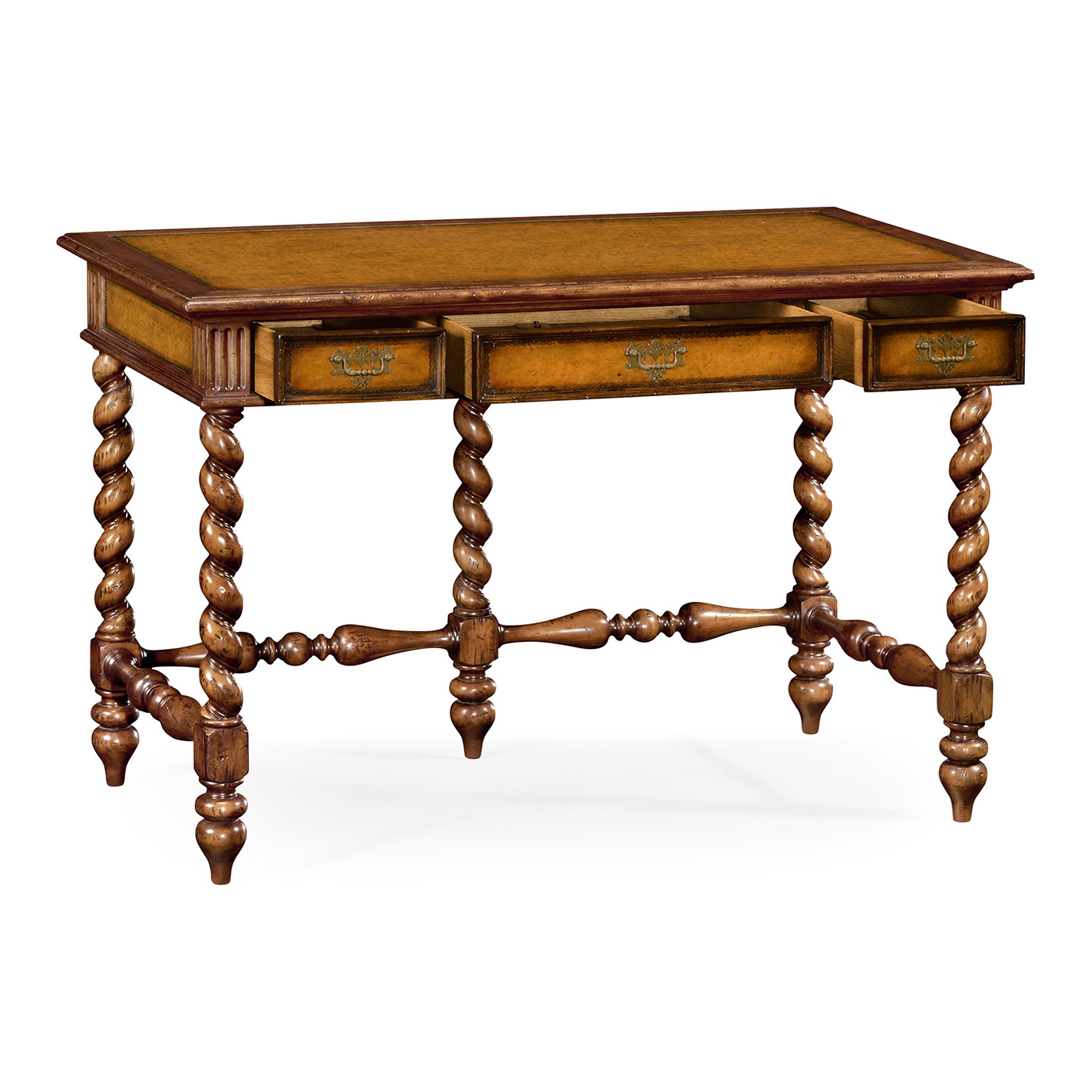 Leather & walnut turned desk