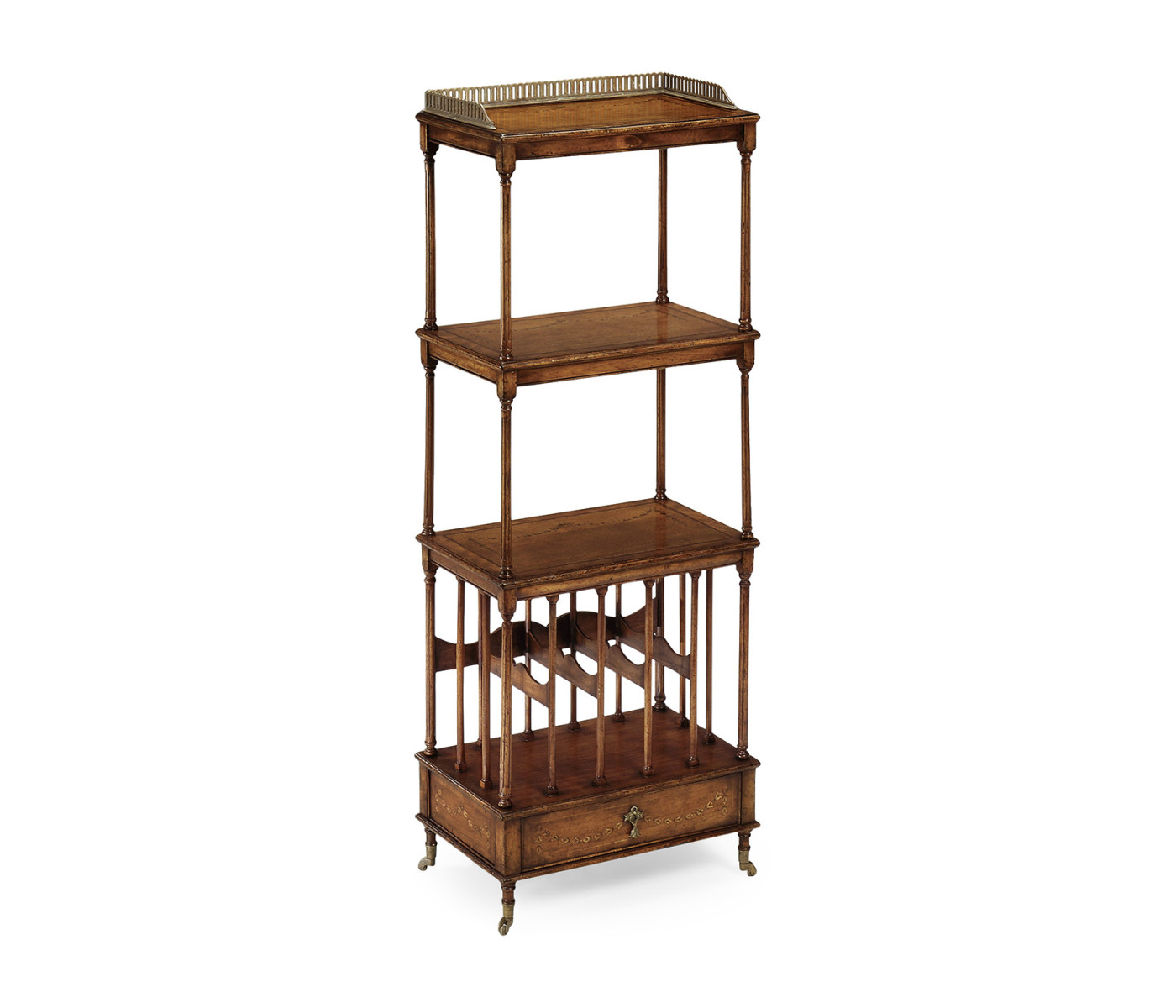 Walnut Three-Tier Étagère with Single Canterbury