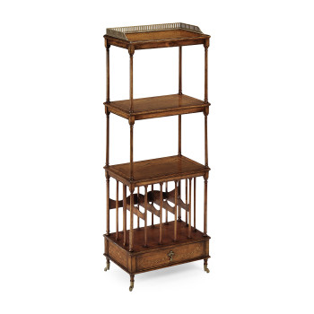 Walnut Three-Tier Étagère with Single Canterbury