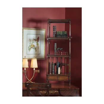 Walnut Three-Tier Étagère with Single Canterbury