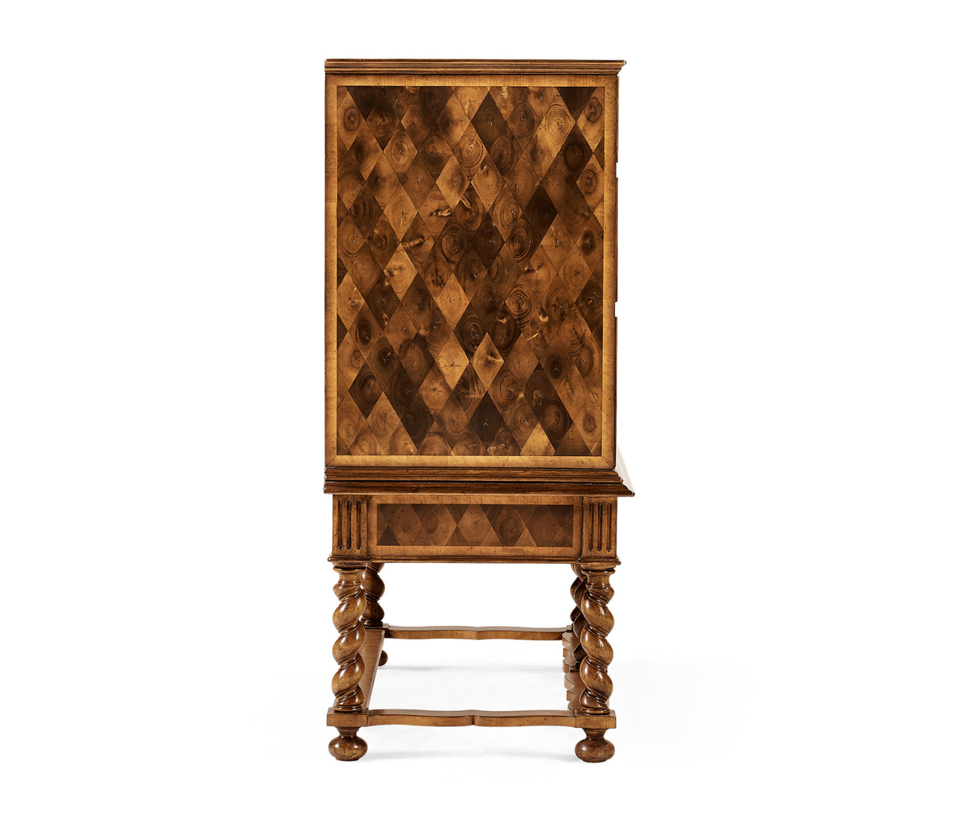 Oyster veneer chest on stand