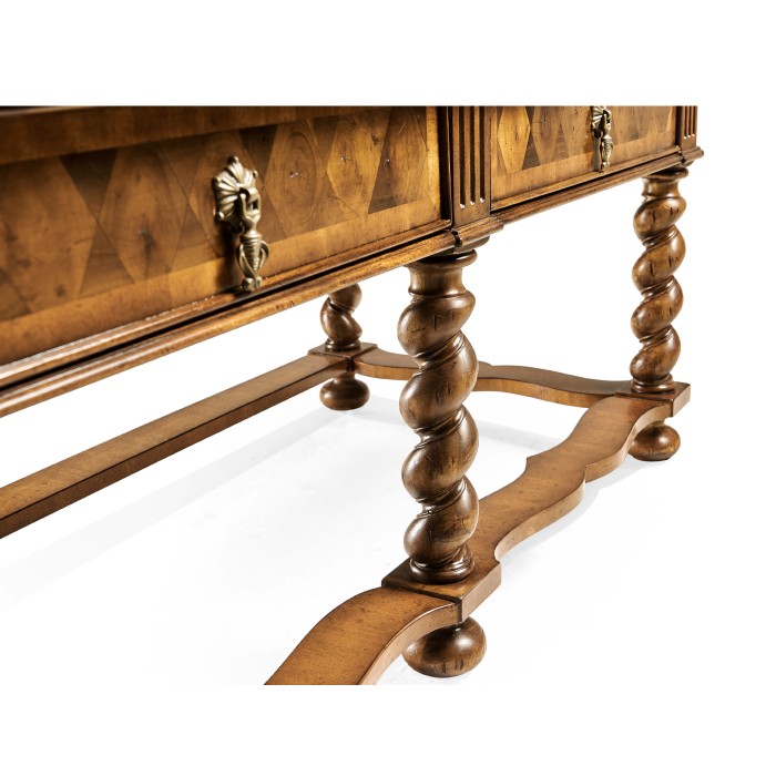 Oyster veneer chest on stand