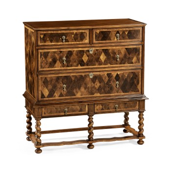 Oyster veneer chest on stand