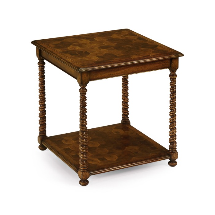 Oyster veneer square side table