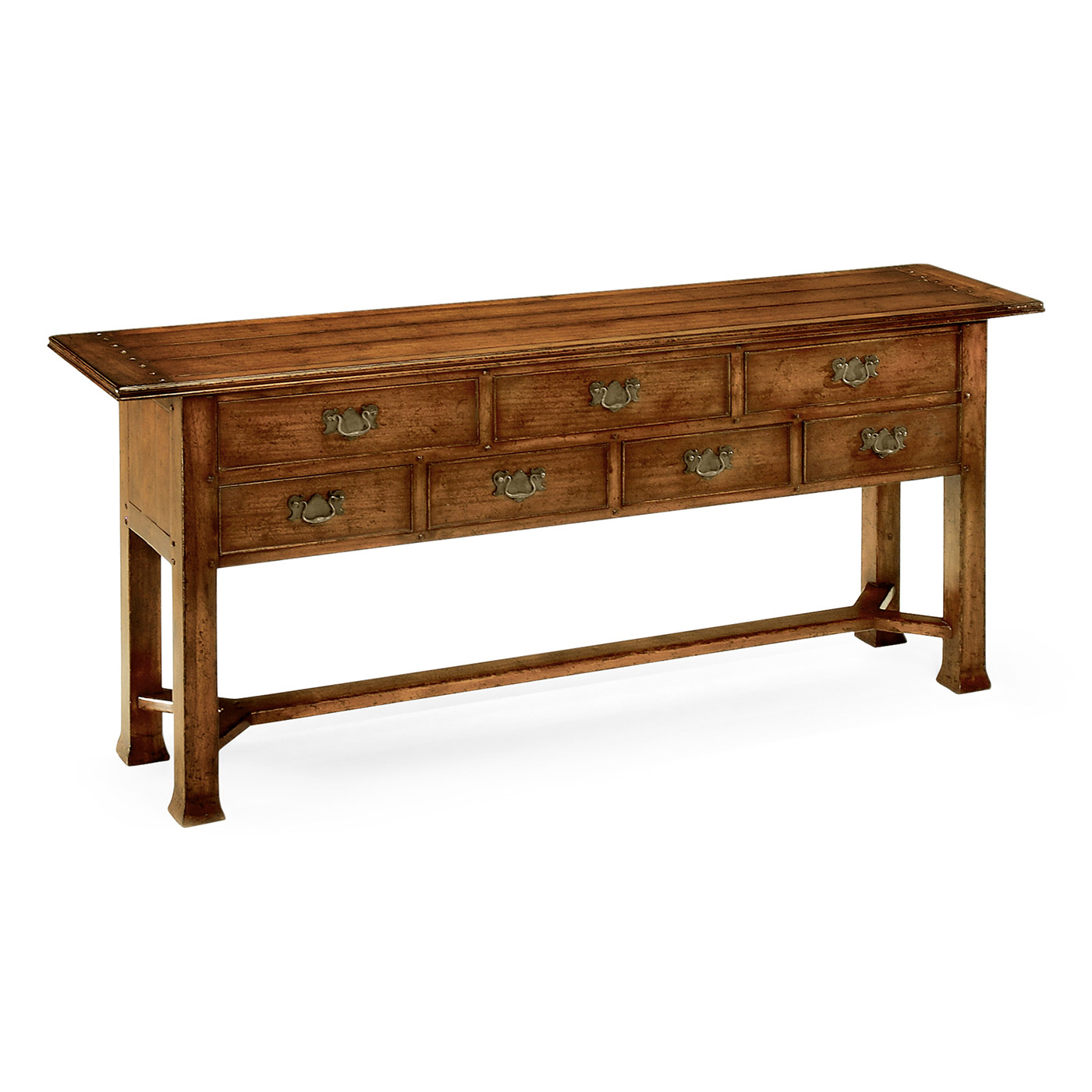 Large planked walnut sideboard with drawers