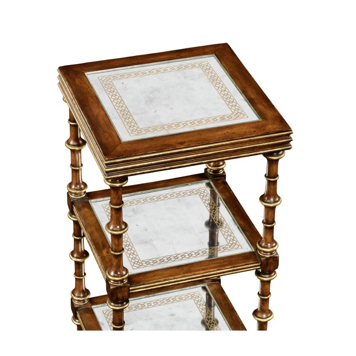 Walnut & Églomisé Five-Tier Étagère