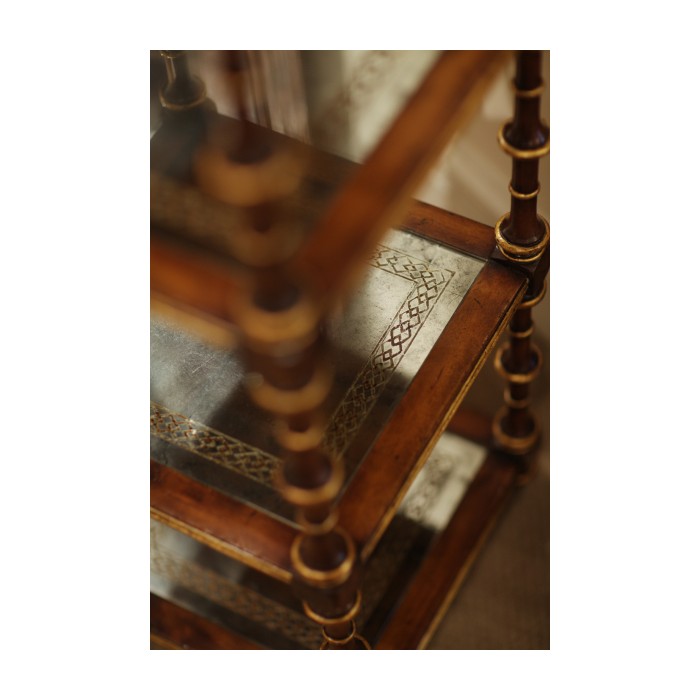 Walnut & Églomisé Five-Tier Étagère
