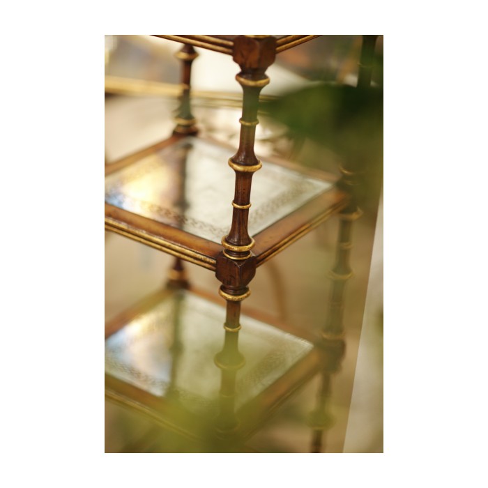 Walnut & Églomisé Five-Tier Étagère