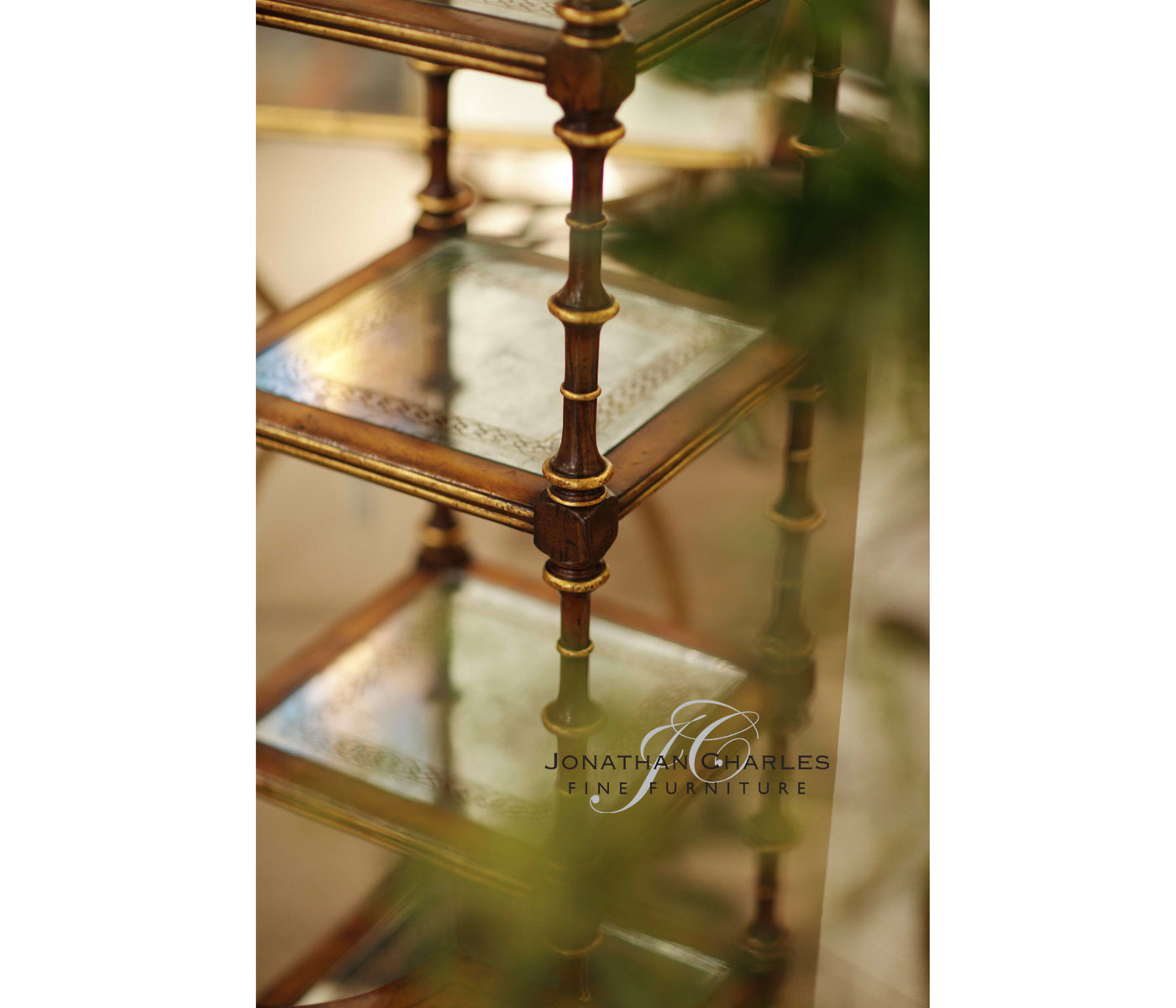 Walnut & Églomisé Five-Tier Étagère