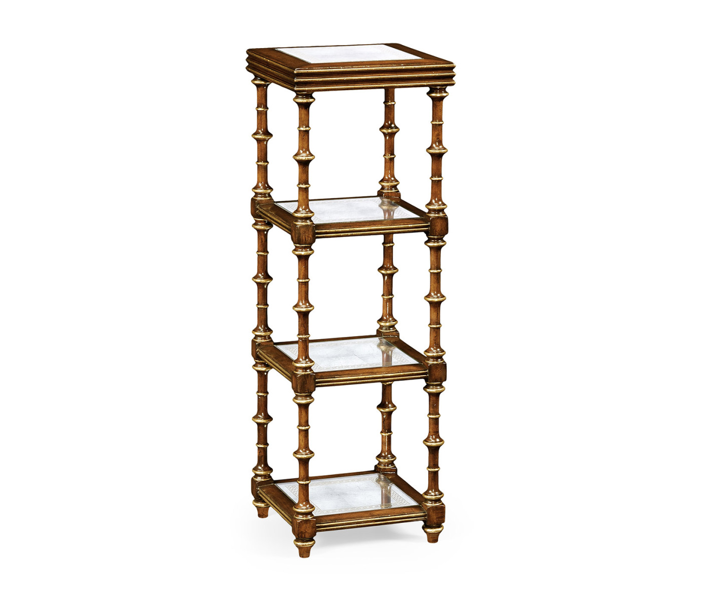Walnut & Églomisé Four-Tier Étagère