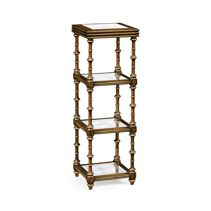 Walnut & Églomisé Four-Tier Étagère