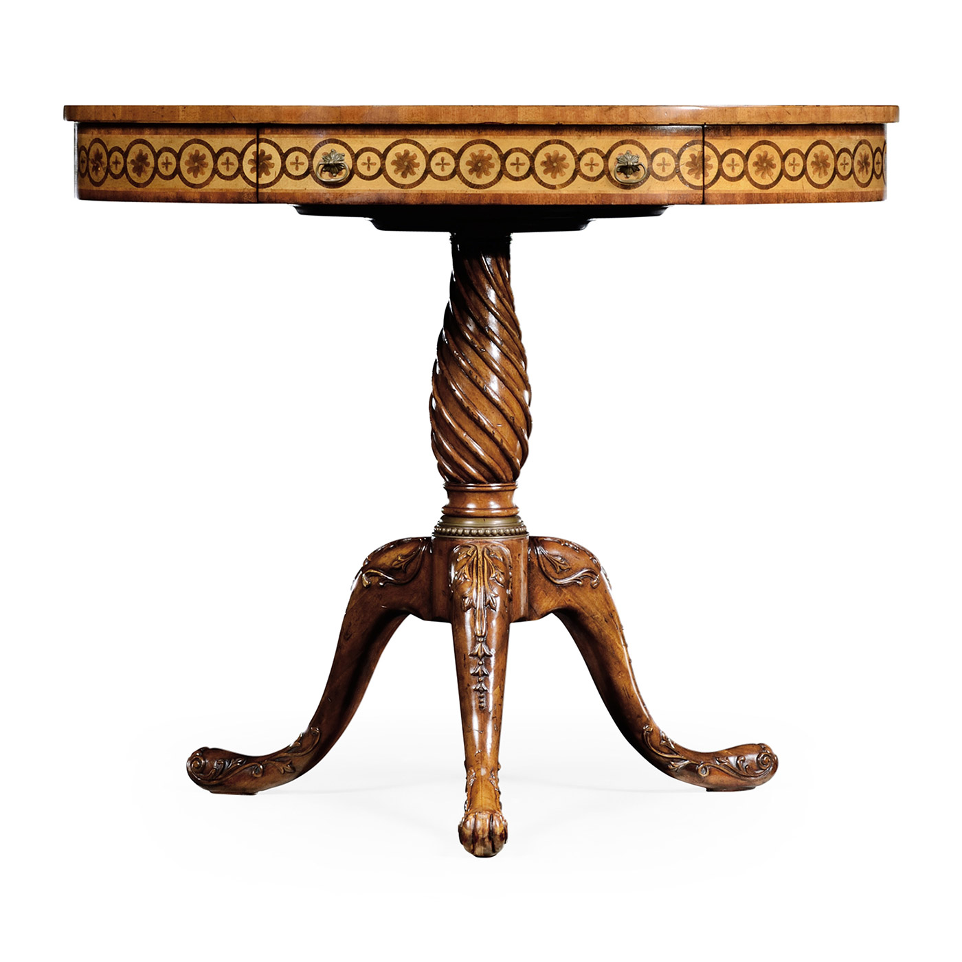 Oval marquetry lamp table