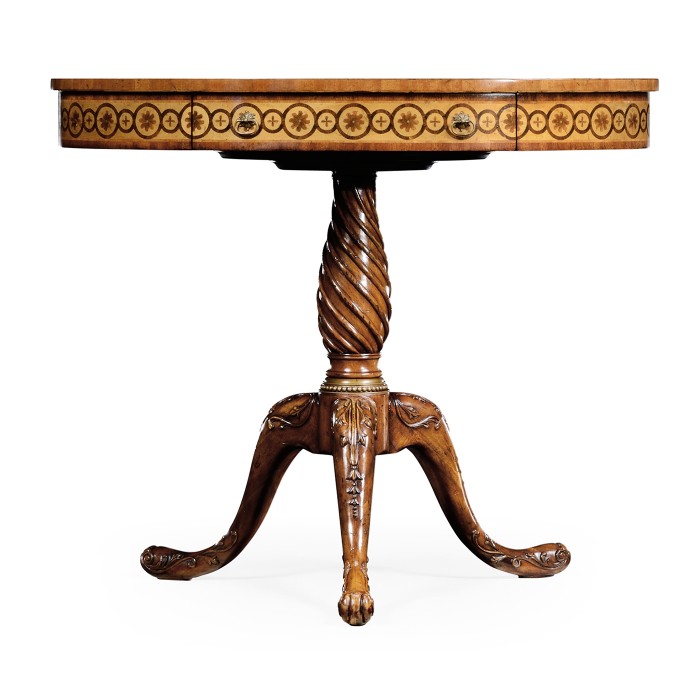 Oval marquetry lamp table