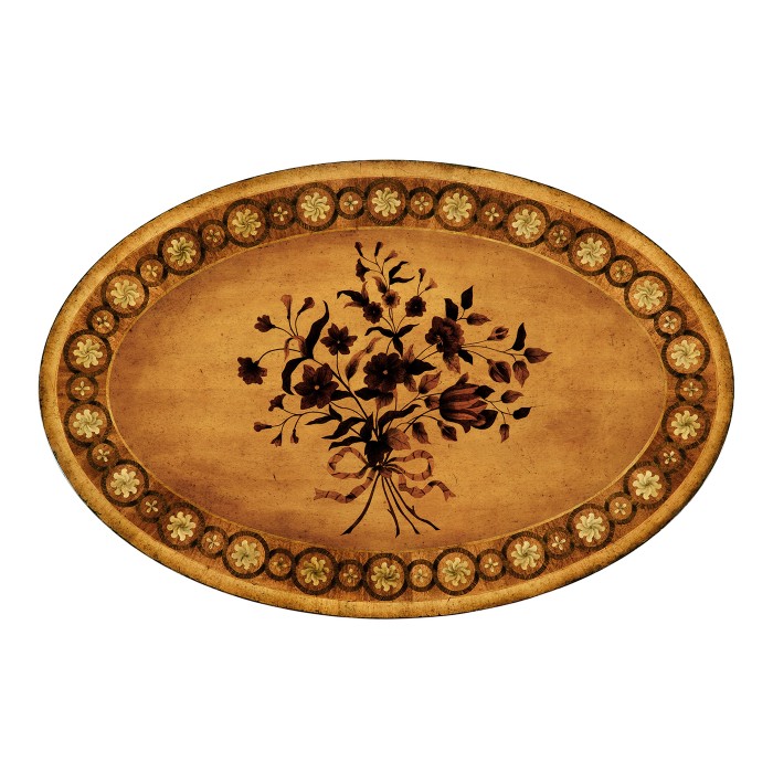 Oval marquetry lamp table