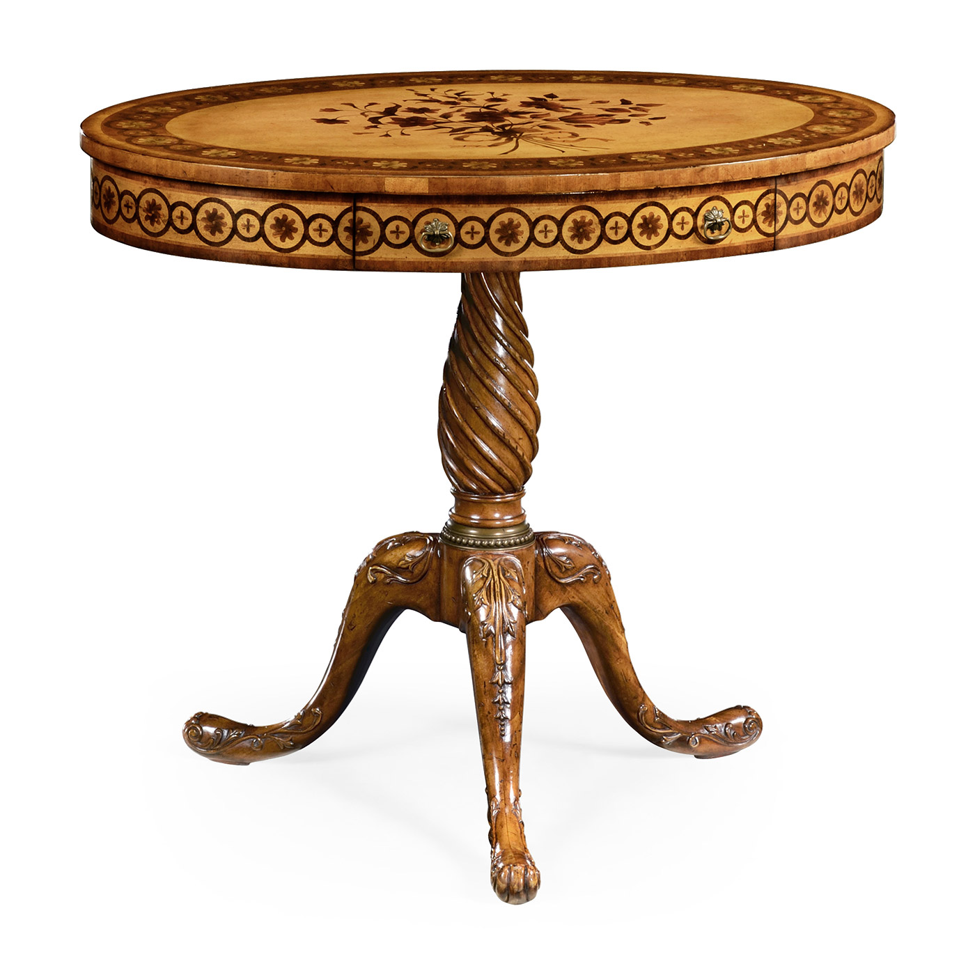 Oval marquetry lamp table