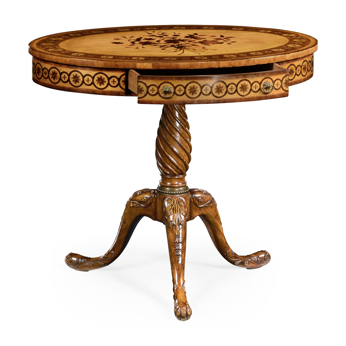 Oval marquetry lamp table