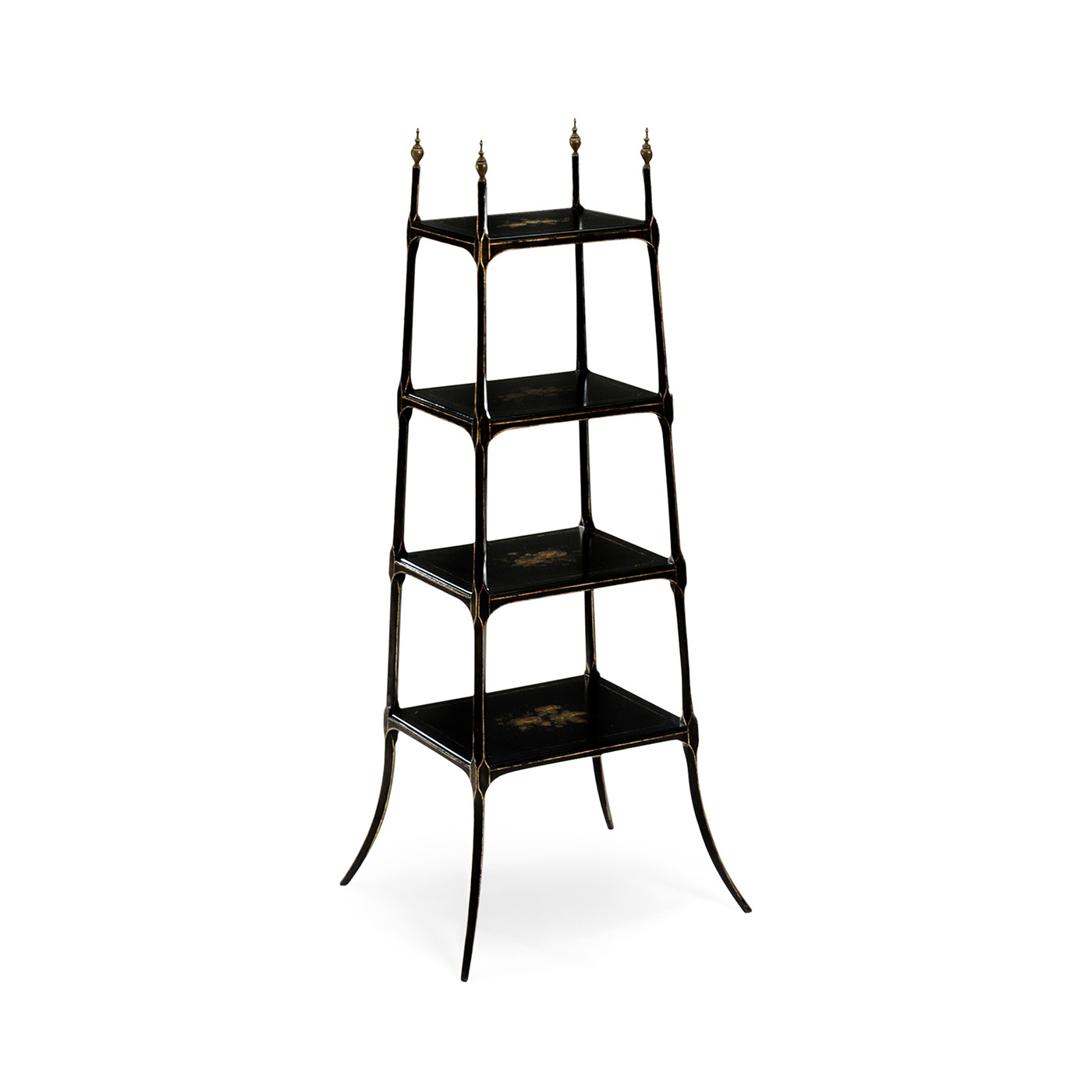 Regency Style Black Four-Tier Étagère