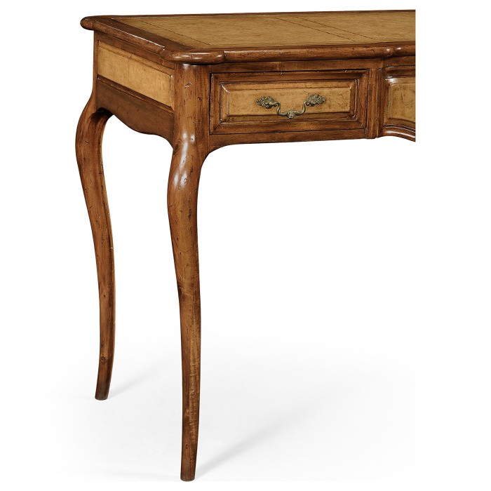 Leather & walnut bureau plat