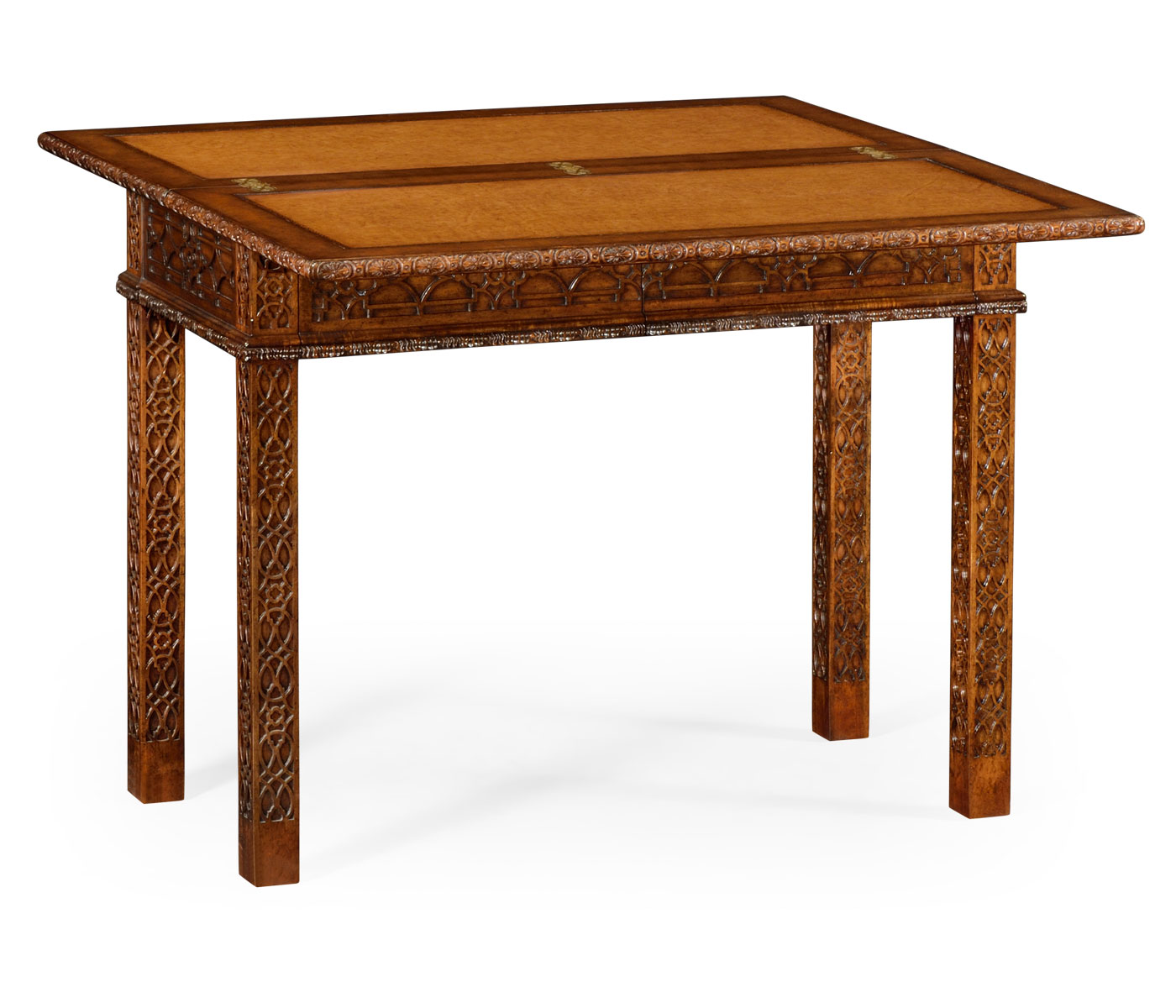 Leather & walnut games table