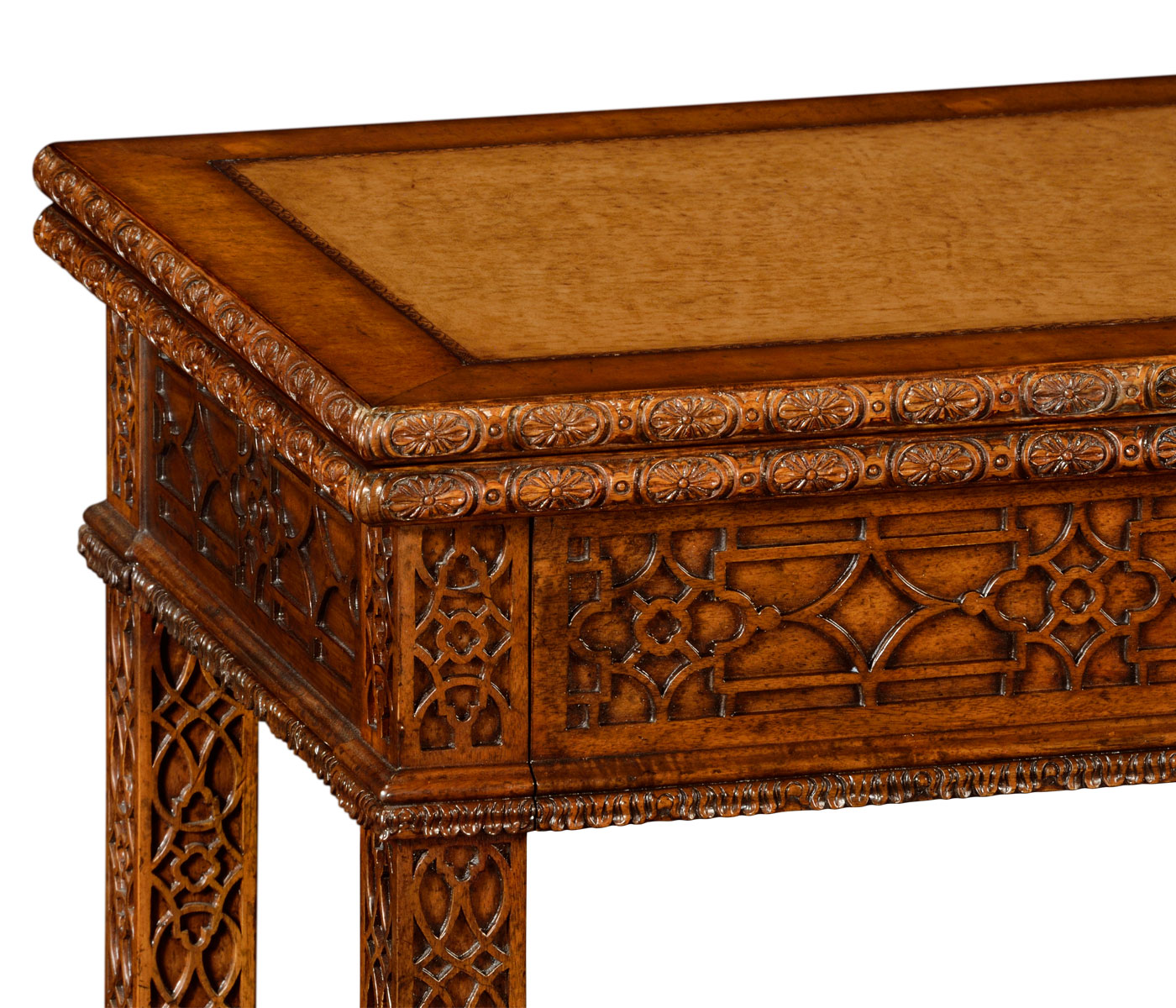 Leather & walnut games table