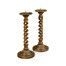 Pair of Open Barley Twist Light Walnut Candlesticks
