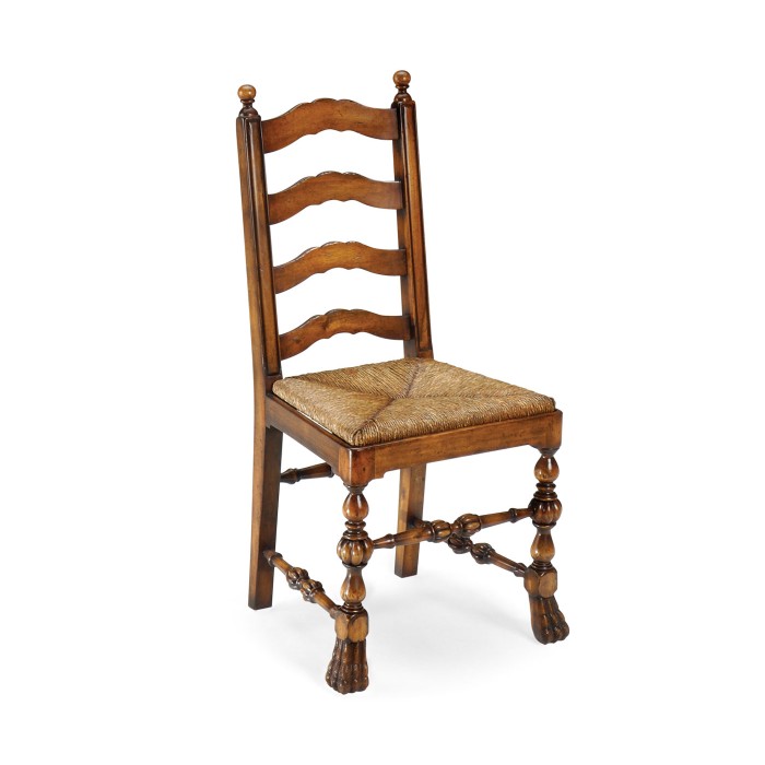 Walnut ladder back chair with lion's paw feet (Side)