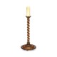Short Twisted Walnut Floor Standing Candlestick