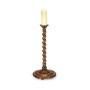 Short Twisted Walnut Floor Standing Candlestick