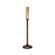 Tall Twisted Walnut Floor Standing Candlestick