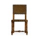 Tudor Style Medium Antique Chestnut Leather Hall Seat Side Chair
