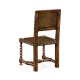 Tudor Style Medium Antique Chestnut Leather Hall Seat Side Chair