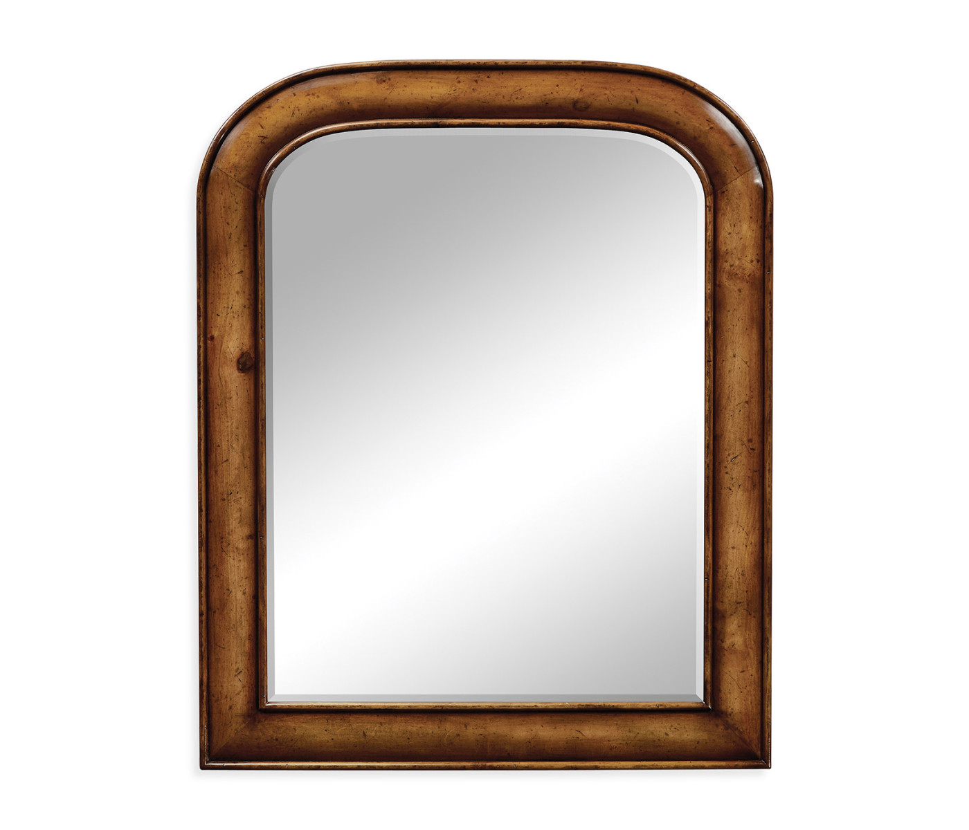 Small walnut mirror with curved top