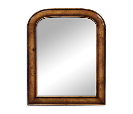 Small walnut mirror with curved top