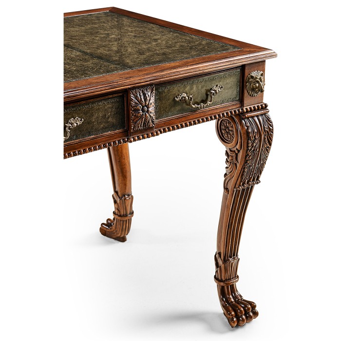 Italian Lions Paw Desk (Leather & Walnut)