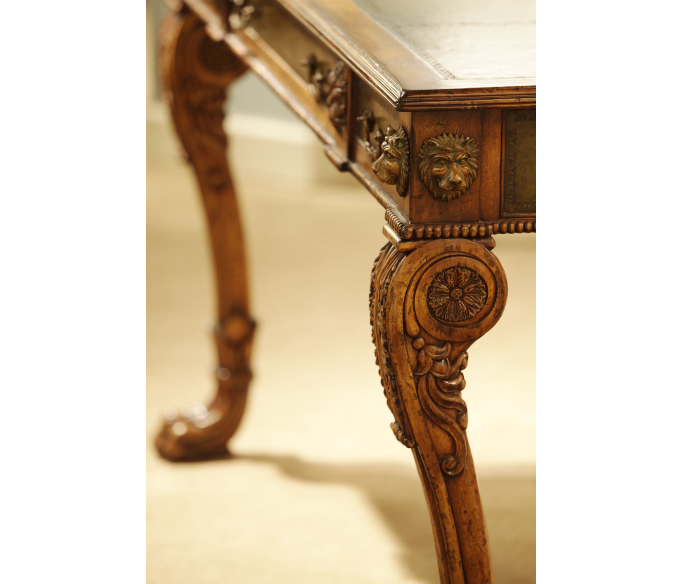 Italian Lions Paw Desk (Leather & Walnut)