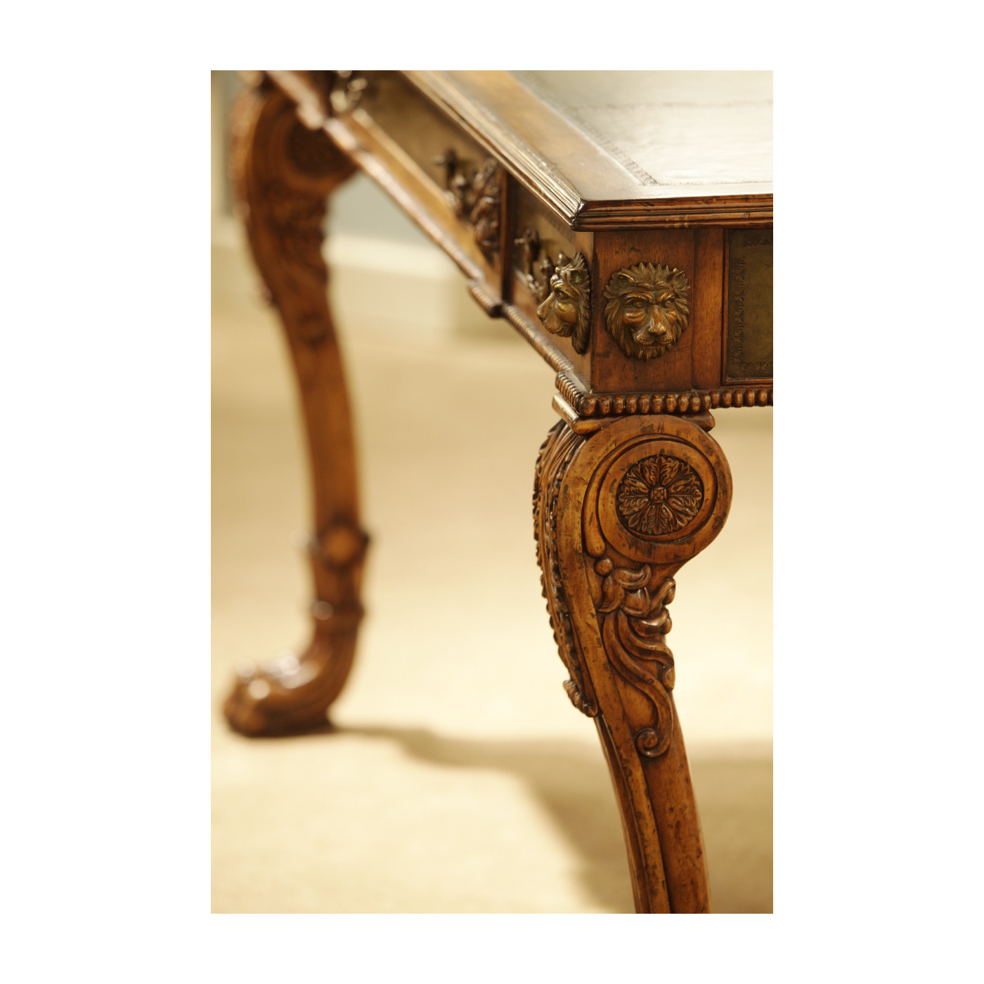 Italian Lions Paw Desk (Leather & Walnut)