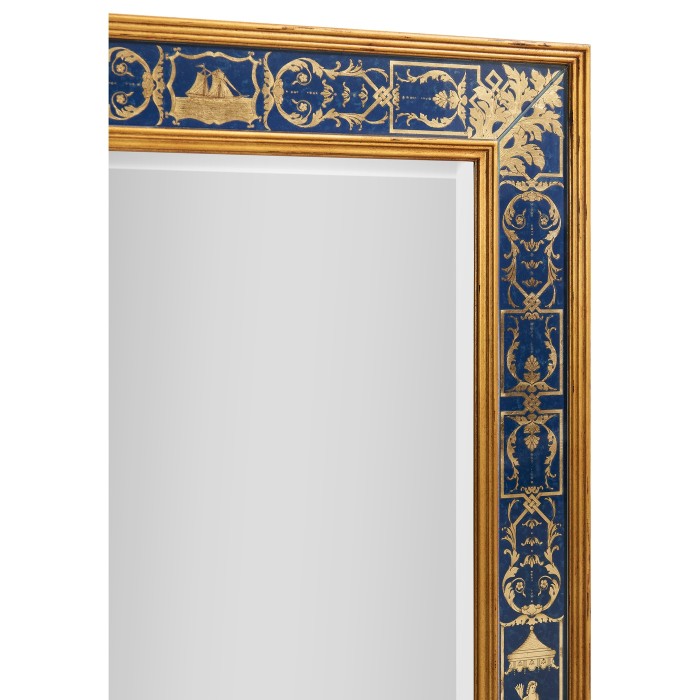 Rectangular Plain Mirror with Gilt Renaissance Decoration (Azure)
